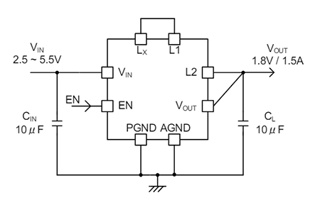 Application Circuit Diagram - Torex Semiconductor XCL237/XCL238 Step-Down Micro DC/DC Converters